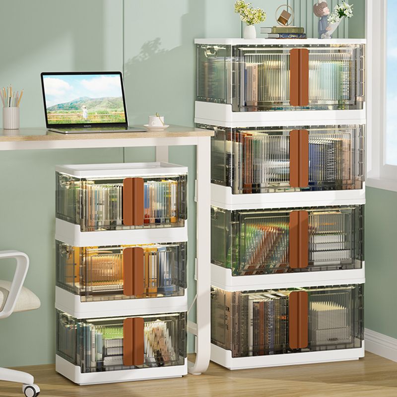 Urban Plastic/Acrylic Shelf Bookcase Folding Bookshelf with Doors