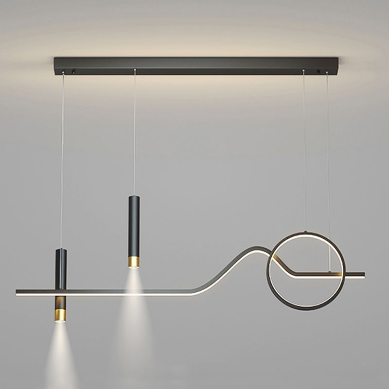 Modern Minimalist Style Linear Chandelier Lighting Fixtures Metal Island Ceiling Light