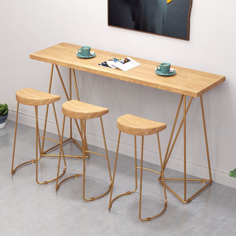 Glam Style 1/2/4 Pieces Bar Table Set Rectangle Bar Table with High Wood Stools for Home