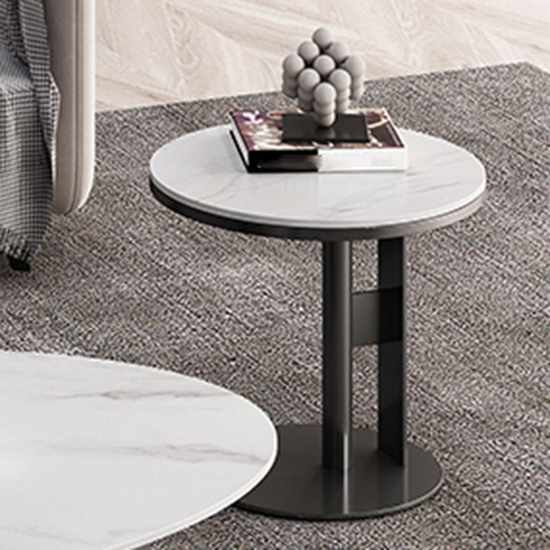 Modern Style Cocktail Table White/black/grey Slate Top Black Metal Base Coffee Table