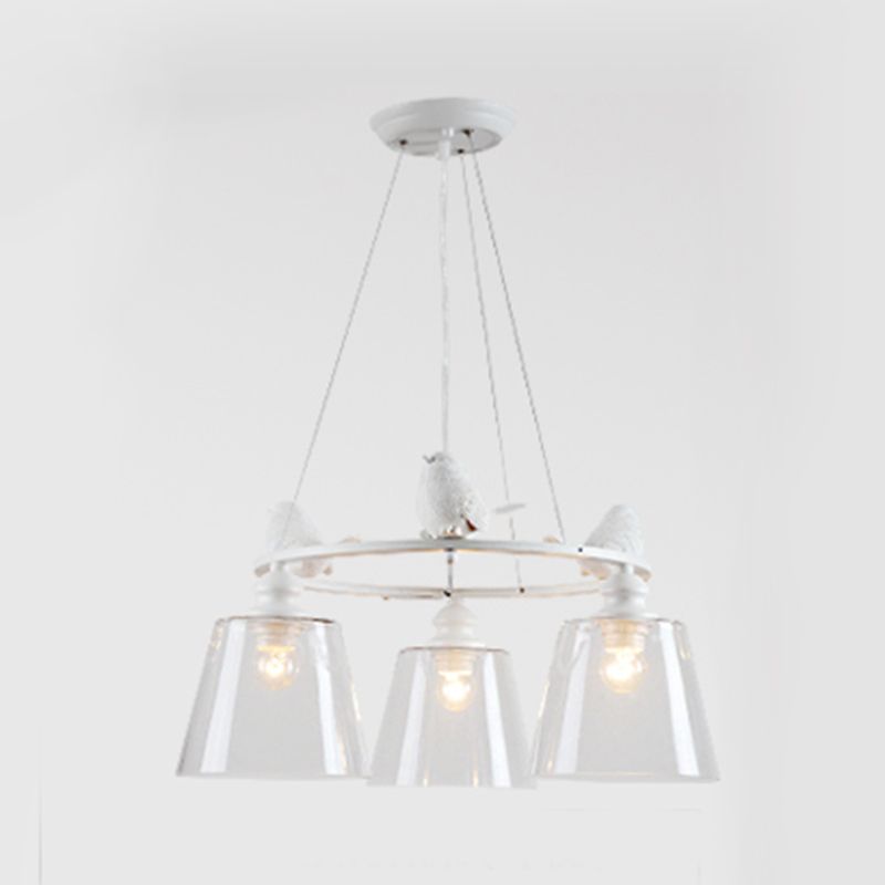 Blanc 3/8 lumières Lumières lustre en verre transparent en verre transparent clair pour le salon
