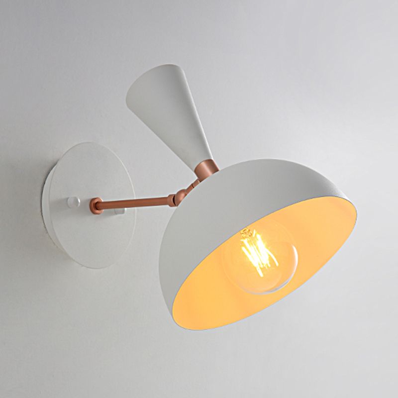 Modern Dome Sconce Metal 1 Bulb Wall Mounted Lighting in Black/White with Rotating Node