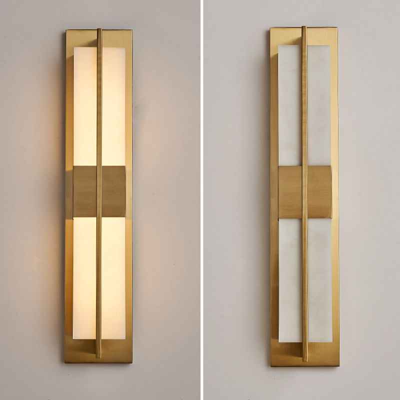 Gold Metal Modern Wall Sconce Rectangular Wall Mounted Light for Living Room