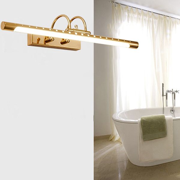 Metal Linear Shade Wall Lighting Modern 1 Light Mirror Wall Mount Light Fixture in Gold