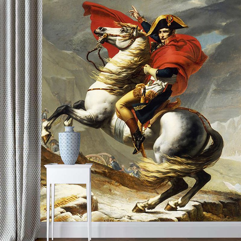 Classic Napoleon Oil Painting Murals for Office Decor Customized Wall Art in Red Brown