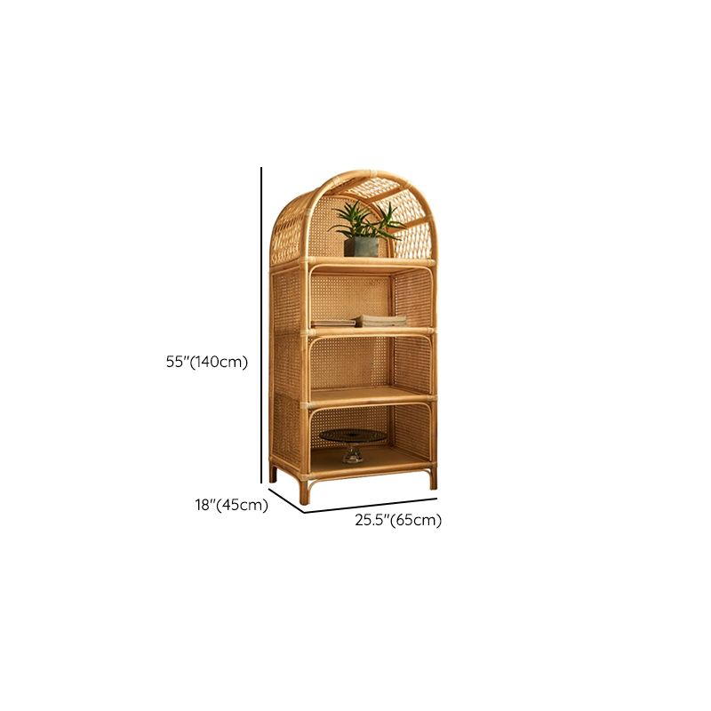 Modern Closed Back Natural Shelf Bookcase Bamboo Shelves Included Shelf for Bedroom