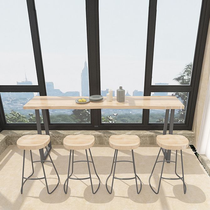 Rectangle Solid Wood Bar Table Set Modern 1/5 Pieces Counter Table with Backless Stools