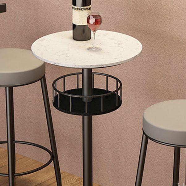 Contemporary Bar Dining Table Indoor Pedestal Marble Top Bar Height Table 42-Inch Top