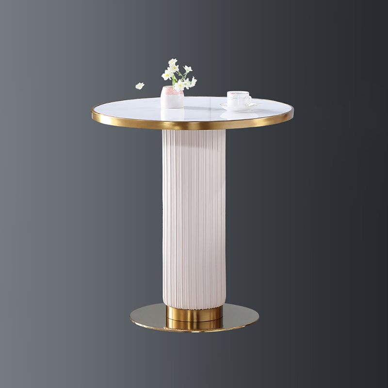 Metal Traditional Luxury Dining Table Sintered Stone Dining Table with Pedestal