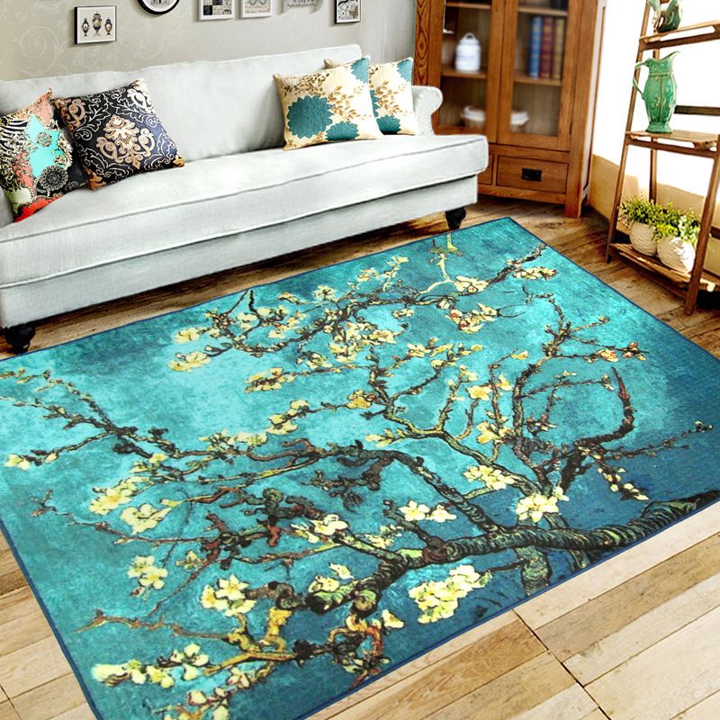 Navy Modern Carpet Polyester grafisch tapijt wasbaar tapijt voor woningdecoratie