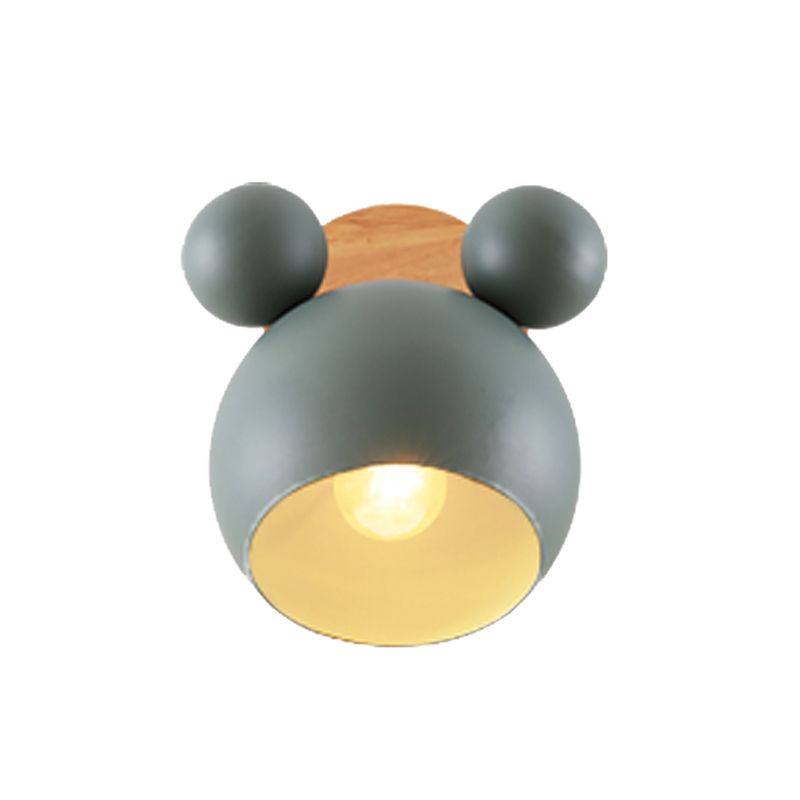 Macaron Cartoon Wall Light 1-Light Wall Mount Lamp with Wood for Living Room