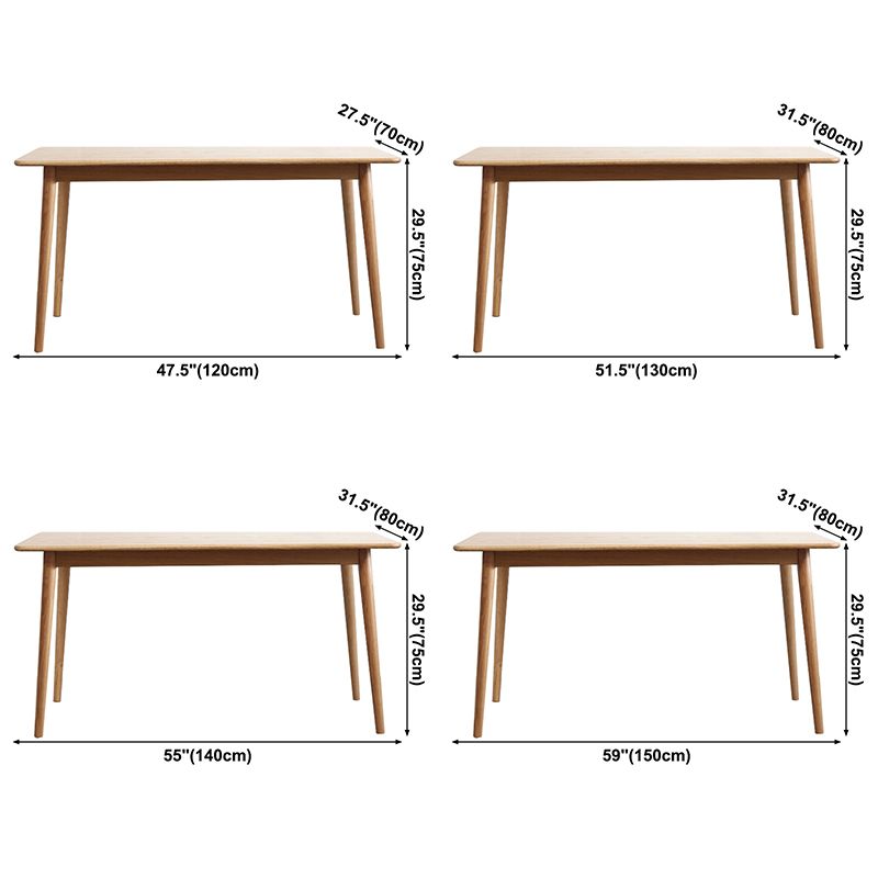 Table à manger décontractée rectangle Tone brune table fixe avec du bois massif en chêne