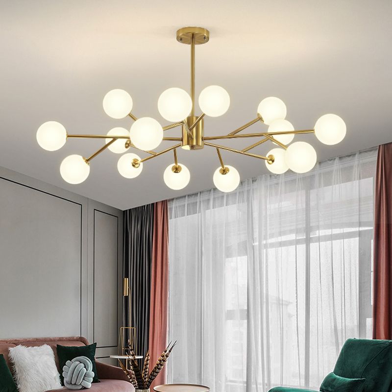 Modern Chandelier Light Fixtures Multi-Head Suspension Pendant Lamp with Glass Shade