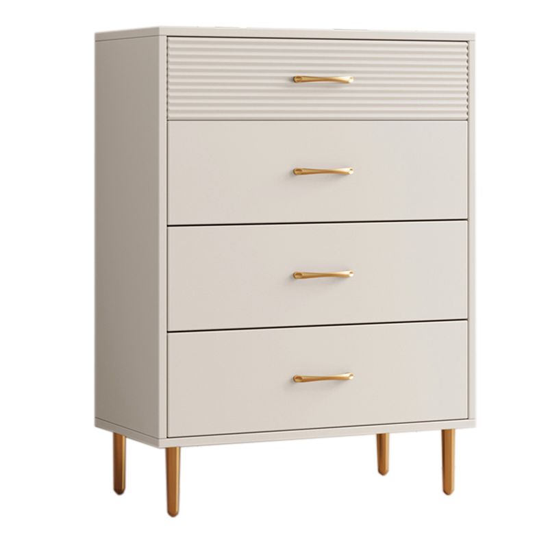 Contemporary Bar Pulls Accent Chest Straight Legs White Accent Chest with Drawer