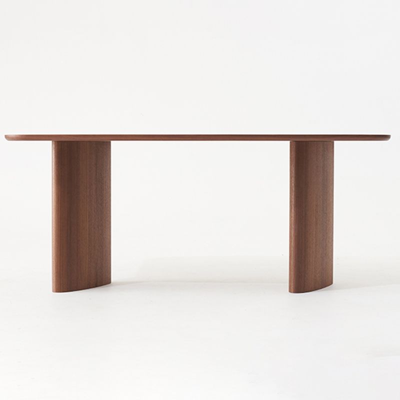 Rectangle Pine Wood Dining Table for Restaurant Modern Table with Double Pedestal Base