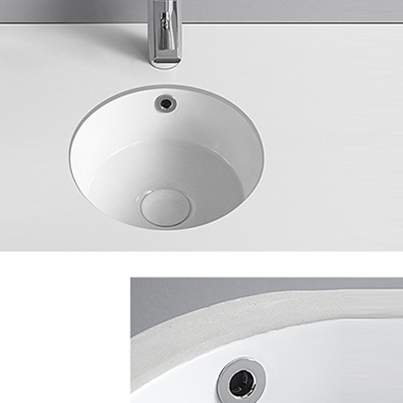 Circular Bathroom Sink Modern White Vitreous China Drop-in Bathroom Sink