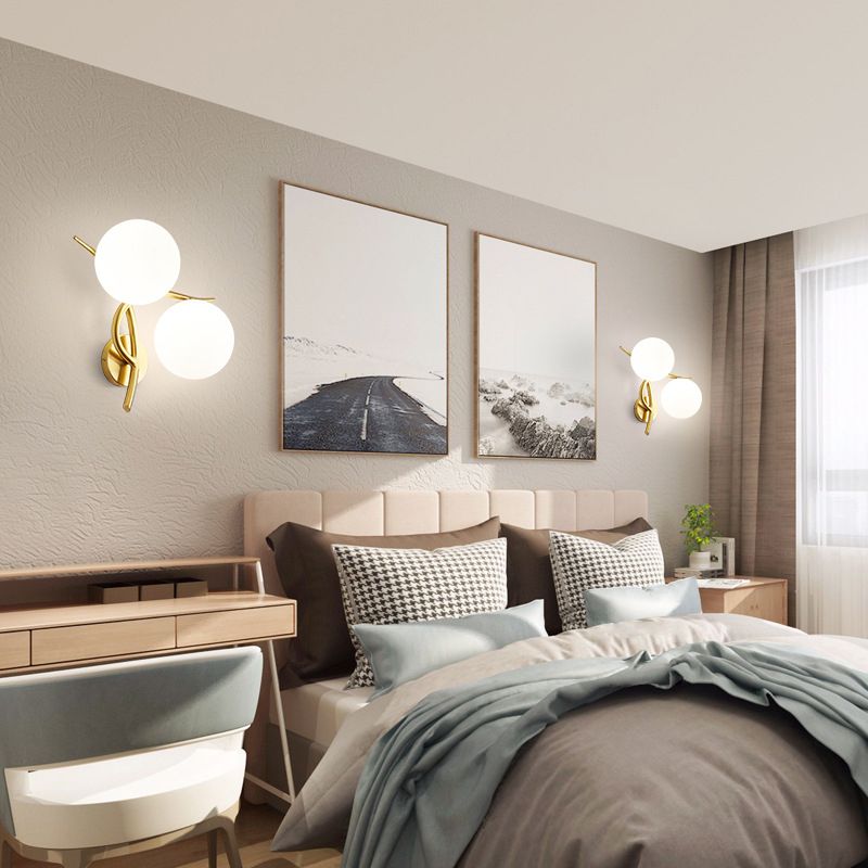 Modern Style Ball Shape Flush Mount 2-Light Glass Ceiling Light for Bedroom