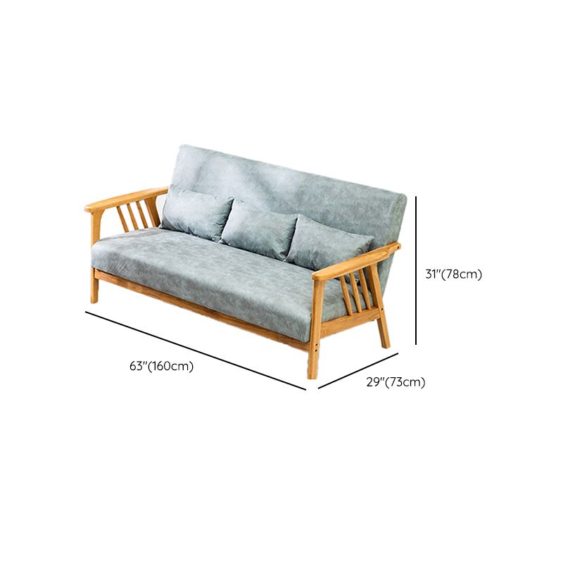 Square Arm Sofa Solid Wood Pillow Back Seating for Living Room