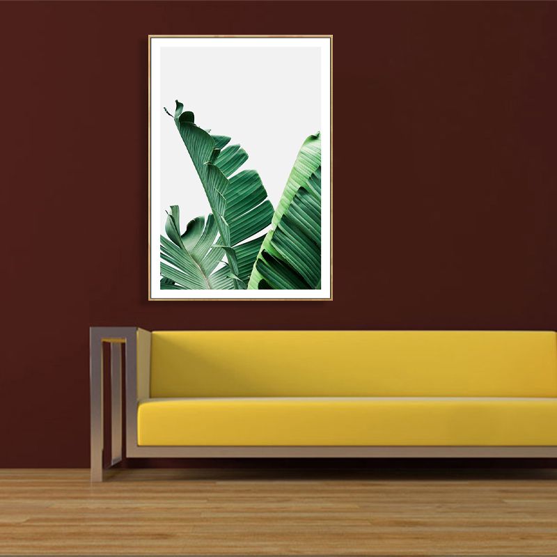 Green Banana Leaves Canvas Art Textured Tropical Bedroom Wall Decor, Multiple Sizes