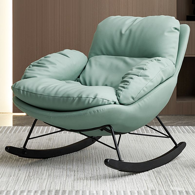 Modern Style Rocking Chair Faux Leather Upholstered Chair with Button-Tufted