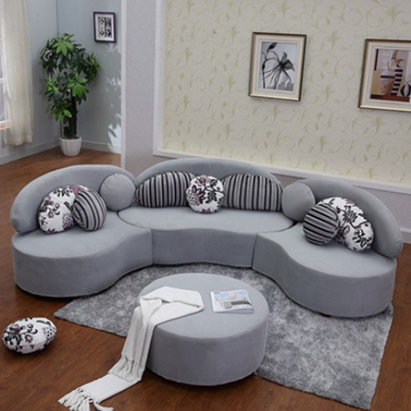 Living Room Contemporary Curved Armless Stationary Cushions Sofa