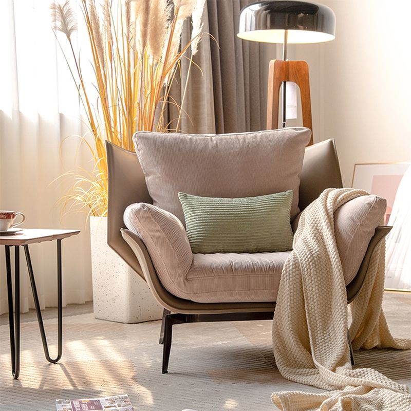 Contemporary 4 Legs Chair Flared Arms Chair with Removable Cushions
