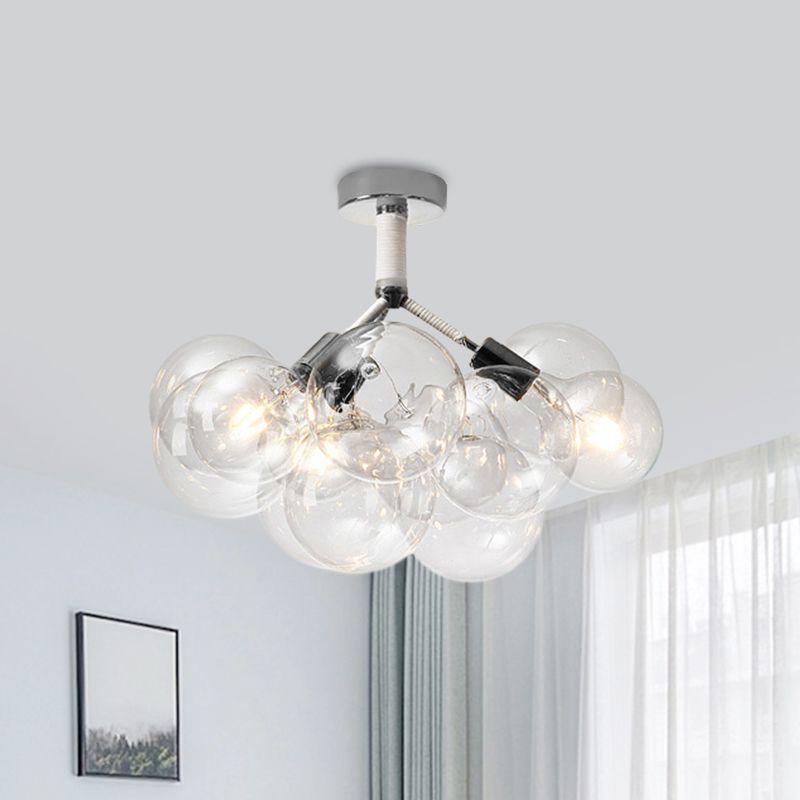 Child Bedroom Hallway Bubble Ceiling Light Clear Glass Simple Style Semi Flush Mount Light