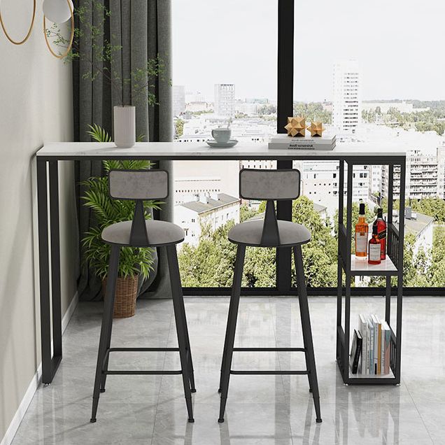 Glam Style 41.3"H Bar Table Marble White Rectangle Top Bistro Table for Living Room