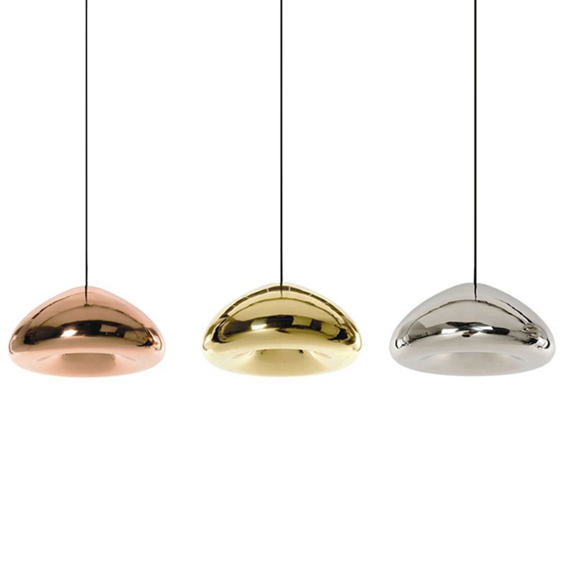 11.8" Wide Electroplating Mirror Glass Hanging Light Bread Shaped Modern Style Simplicity Lighting Pendant