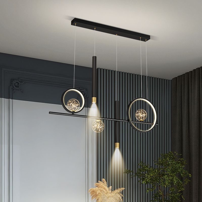 Modern Minimalist Minimalist Linear Isola Luci Luci in metallo Pla lampadario per soggiorno