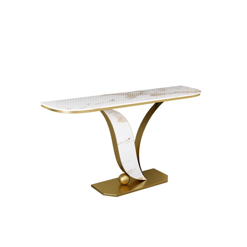 Glam Metal Half Moon Sofa Console Table Scratch Resistant Pedestal White Console Table