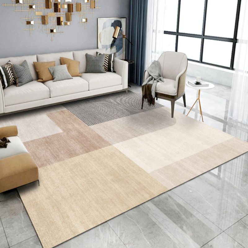 Simplicity Patchwork Rug Polyester Indoor Carpet Non-Slip Backing Area Rug for Home Decoration