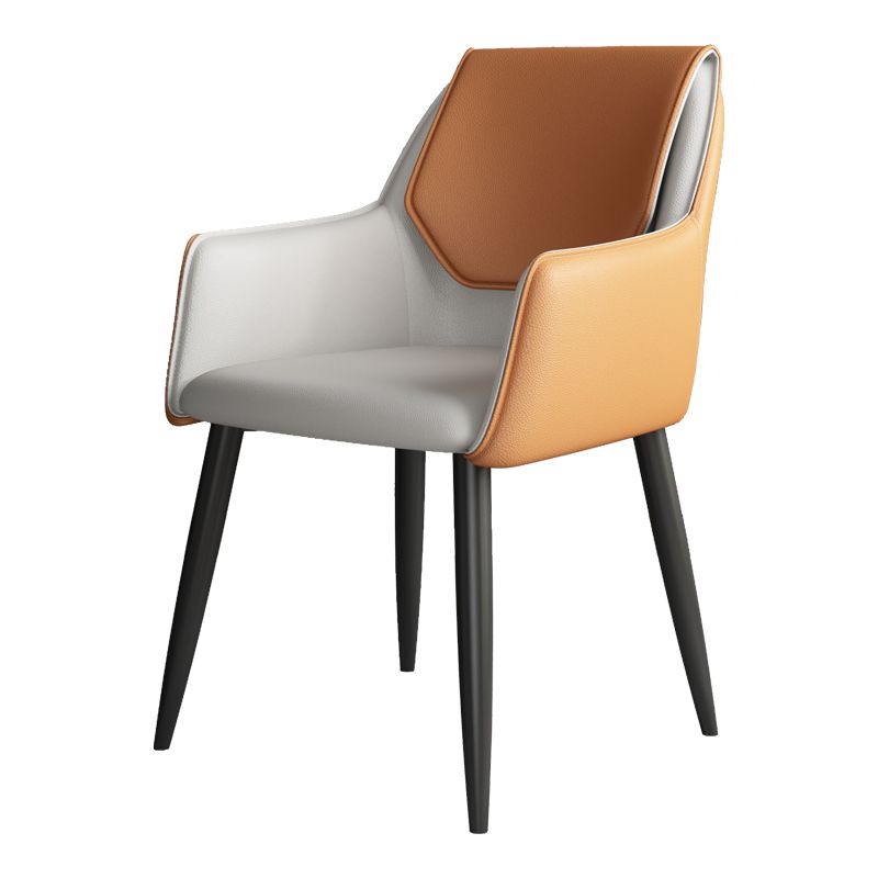 Fauteuil de maison scandinave, dossier solide, chaise de salle à manger rembourrée en métal
