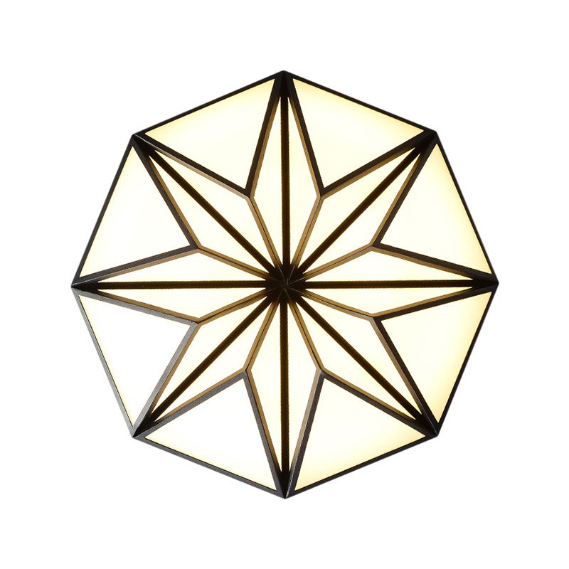 Geometric Great Room Flush Light Acrylic LED Simplicity Ceiling Mounted Fixture in Black/White/Gold