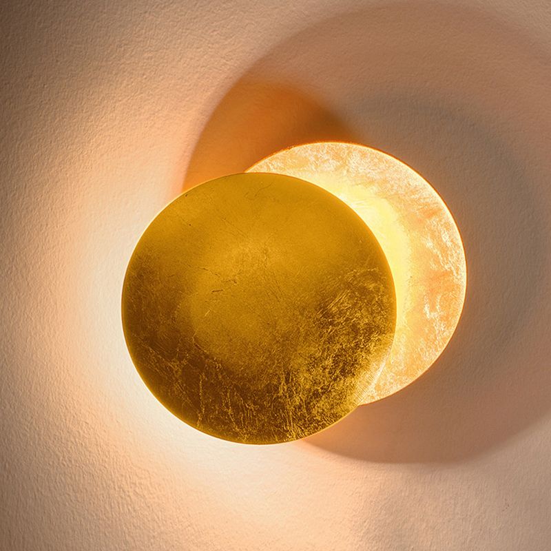 Modern Minimalist Style Circular Wall Sconce Lighting Copper Wall Light for Bedroom