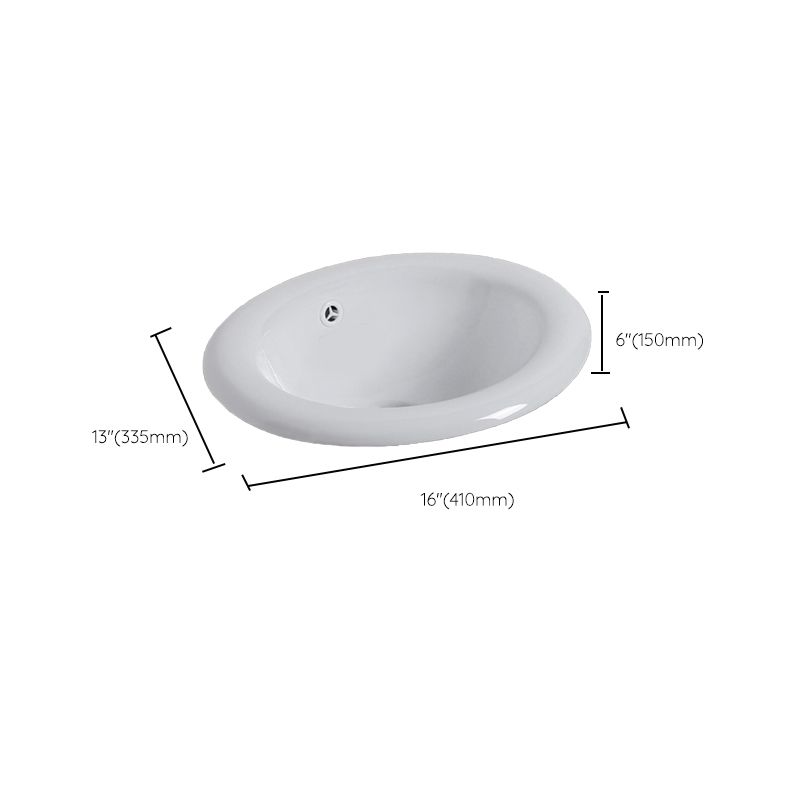 White Drop-in Bathroom Sink Porcelain Wash Stand with Shut-Off Valve
