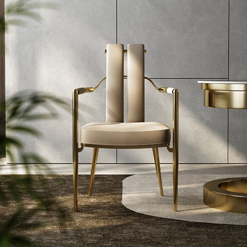 Modern Style Arm Chair Open Back Metal Dining Accent Chair for Home