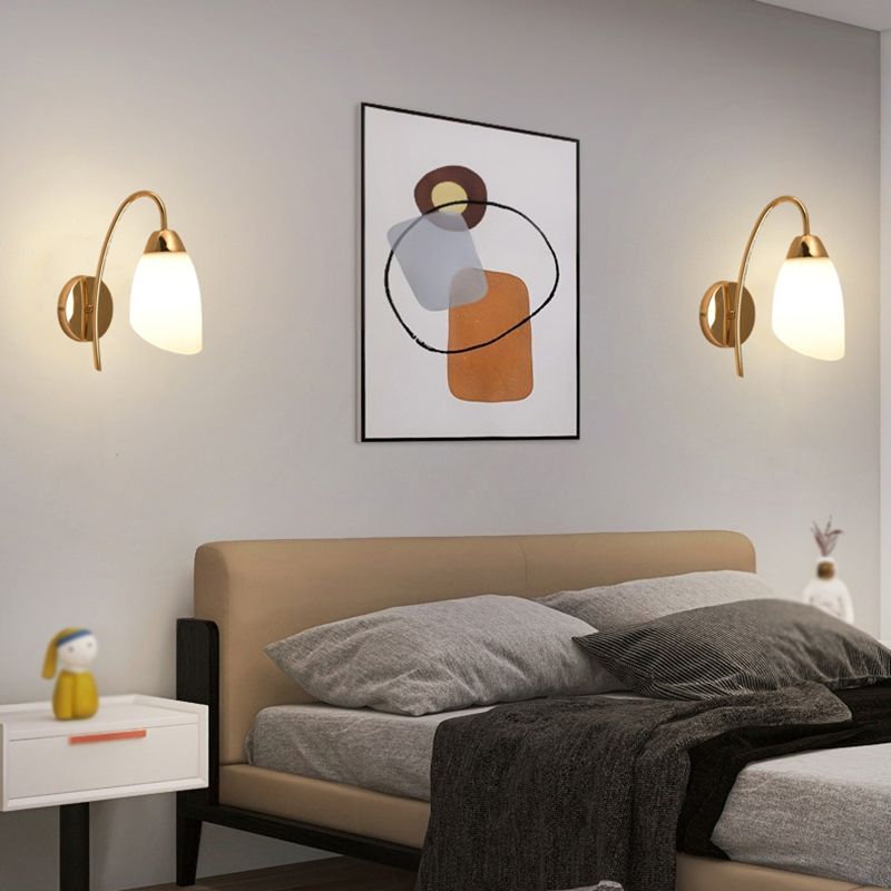 Light Luxury Wall Mount Light Geometry Shape Wall Lamp with Glass Shade for Bedroom