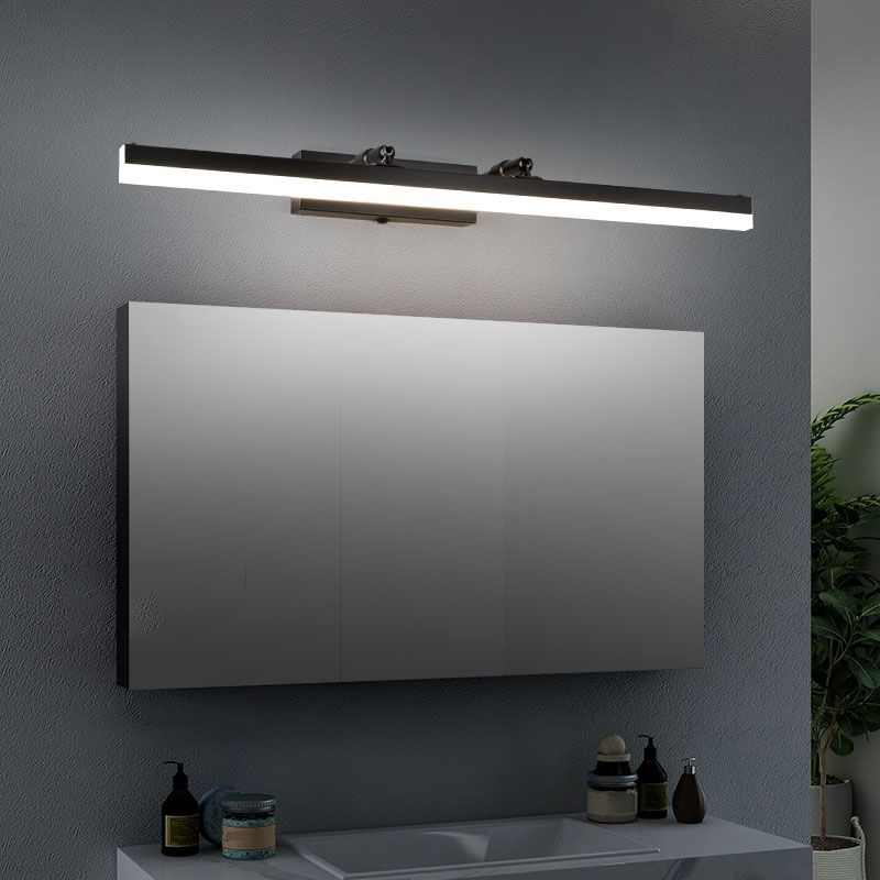 Metal Linear Wall Sconce Modern 1 Light Swing Arm Mirror Wall Mount Light Fixture in Black