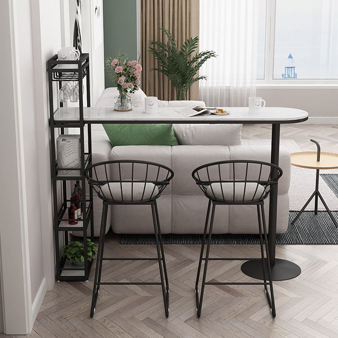 Faux Marble Bar Table Set Glam Style 1/2/3 Pieces Counter Table for Indoor