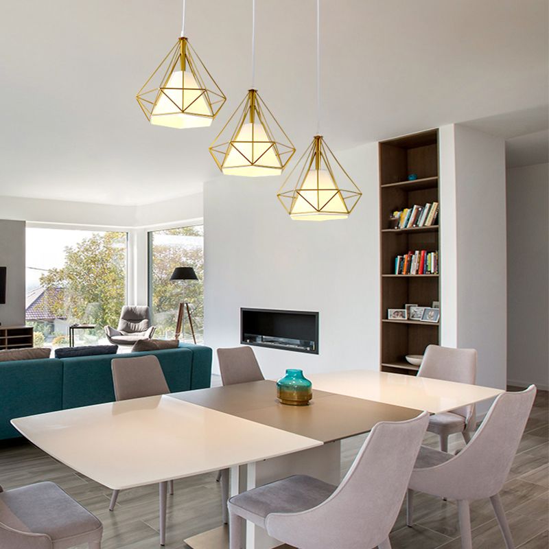 Forme de diamant Éclairage suspendu de style postmoderne Metal Light Pendant pour le chevet