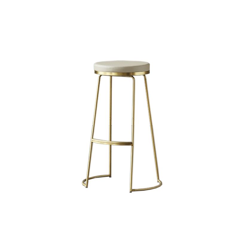 Modern Backless Counter Stool Upholstered Bar Stool with Metal Base