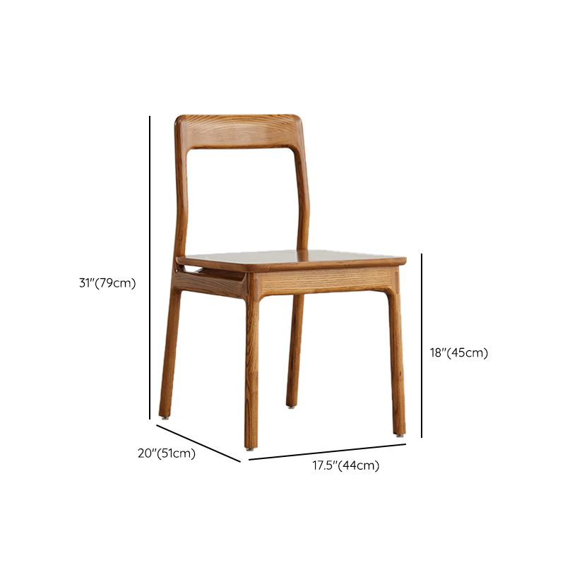 Indoor Solid Wood Dining Side Chair Brown Open Back Dining Side Chair