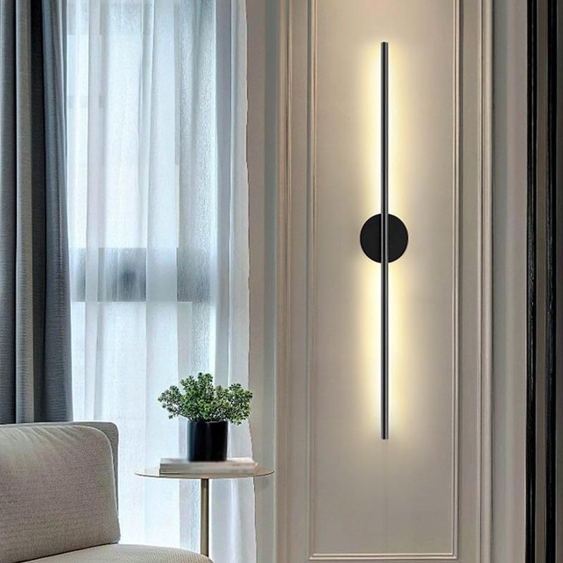 Single Contemporary Black Wall Mounted Sconce LED Linear Wall Light for Bedroom