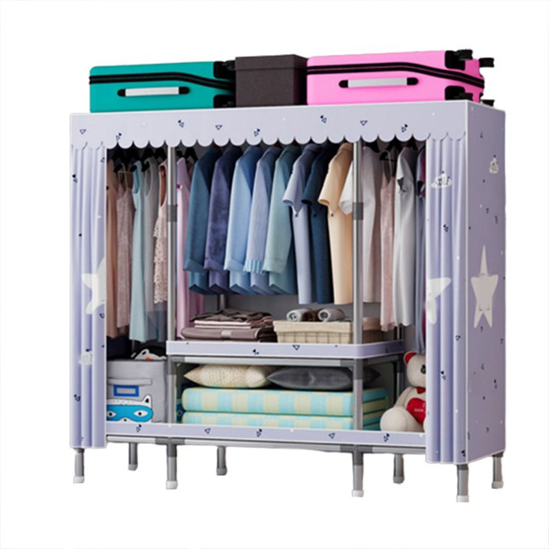 Metal Wardrobe Armoire with Shelves Contemporary Wardrobe Closet