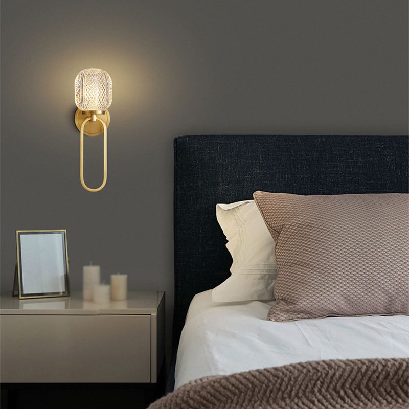Brass and Crystal 1 - Light Wall Armed Sconce Globe Shade Wall Light in Gold