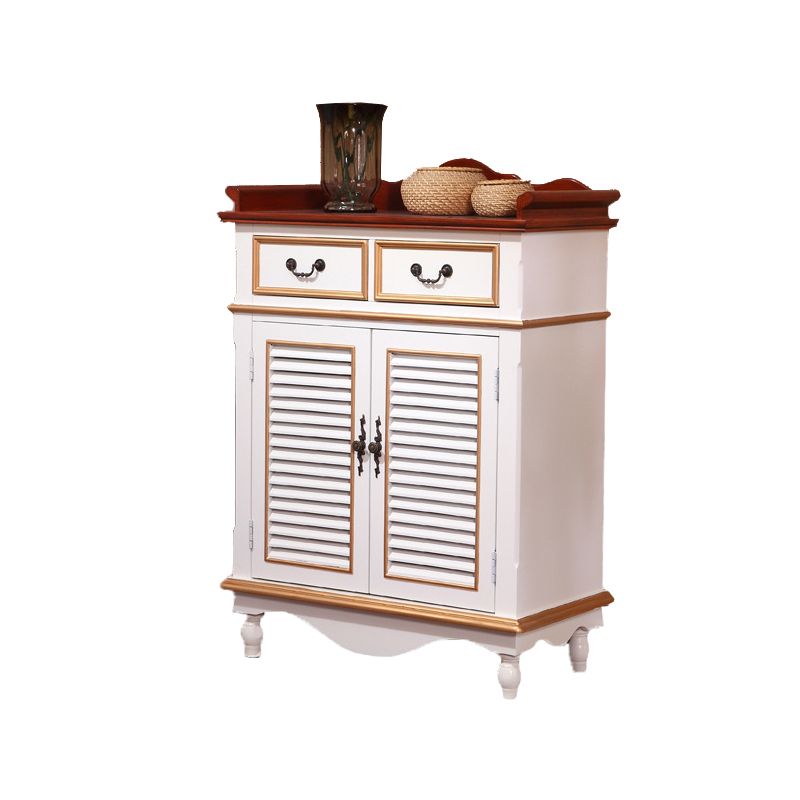 Industrial Rectangle Accent Cabinet with Solid Wood Bun Feet