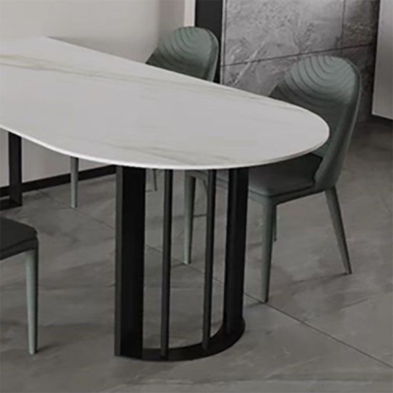 Sintered Stone Top Table with Double Pedestal Modern White Table for Restaurant