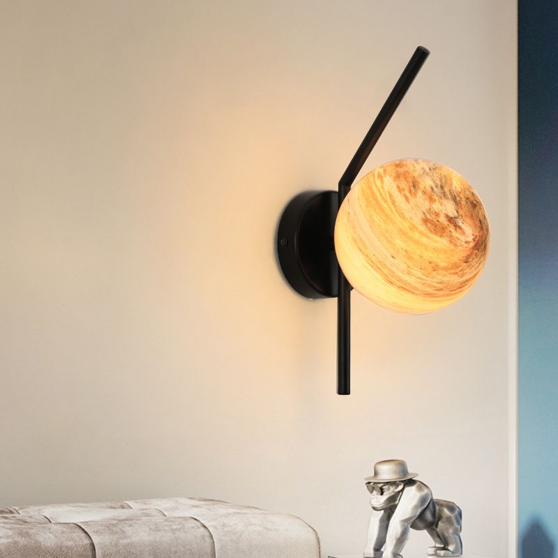 Modernism Black/Golden Wall Light Glass Shaded Lighting for Dining Room