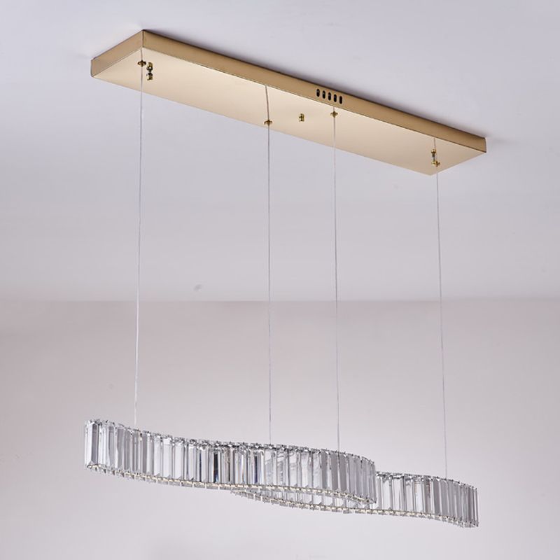 Iluminación lineal lineal de 2 luces Luces de isla de cristal contemporánea en oro